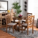 Baxton Studio Alicia Modern and Contemporary Grey Fabric Upholstered and Walnut Brown Finished Wood 5-Piece Dining Set - BSOAlicia-Grey/Walnut-5PC Dining Set