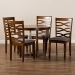 Baxton Studio Alicia Modern and Contemporary Grey Fabric Upholstered and Walnut Brown Finished Wood 5-Piece Dining Set - BSOAlicia-Grey/Walnut-5PC Dining Set