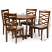 Baxton Studio Alicia Modern and Contemporary Grey Fabric Upholstered and Walnut Brown Finished Wood 5-Piece Dining Set - BSOAlicia-Grey/Walnut-5PC Dining Set