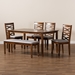 Baxton Studio Lanier Modern and Contemporary Grey Fabric Upholstered and Walnut Brown Finished Wood 6-Piece Dining Set - BSORH318C-Grey/Walnut-6PC Dining Set