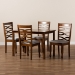 Baxton Studio Mirna Modern and Contemporary Grey Fabric Upholstered and Walnut Brown Finished Wood 5-Piece Dining Set - BSOMirna-Grey/Walnut-5PC Dining Set