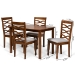 Baxton Studio Mirna Modern and Contemporary Grey Fabric Upholstered and Walnut Brown Finished Wood 5-Piece Dining Set - BSOMirna-Grey/Walnut-5PC Dining Set