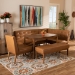 Baxton Studio Arvid Mid-Century Modern Tan Faux Leather Upholstered and Walnut Brown Finished Wood 5-Piece Dining Nook Set - BSOBBT8051-Tan/Walnut-5PC Dining Nook Set