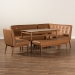 Baxton Studio Arvid Mid-Century Modern Tan Faux Leather Upholstered and Walnut Brown Finished Wood 5-Piece Dining Nook Set - BSOBBT8051-Tan/Walnut-5PC Dining Nook Set