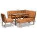 Baxton Studio Arvid Mid-Century Modern Tan Faux Leather Upholstered and Walnut Brown Finished Wood 5-Piece Dining Nook Set - BSOBBT8051-Tan/Walnut-5PC Dining Nook Set