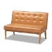 Baxton Studio Arvid Mid-Century Modern Tan Faux Leather Upholstered and Walnut Brown Finished Wood 5-Piece Dining Nook Set - BSOBBT8051-Tan/Walnut-5PC Dining Nook Set