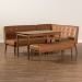 Baxton Studio Arvid Mid-Century Modern Tan Faux Leather Upholstered and Walnut Brown Finished Wood 4-Piece Dining Nook Set - BSOBBT8051-Tan/Walnut-4PC Dining Nook Set