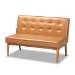 Baxton Studio Arvid Mid-Century Modern Tan Faux Leather Upholstered and Walnut Brown Finished Wood 4-Piece Dining Nook Set - BSOBBT8051-Tan/Walnut-4PC Dining Nook Set