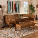 Baxton Studio Arvid Mid-Century Modern Tan Faux Leather Upholstered and Walnut Brown Finished Wood 4-Piece Dining Nook Set - BSOBBT8051-Tan/Walnut-4PC Dining Nook Set