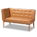 Baxton Studio Arvid Mid-Century Modern Tan Faux Leather Upholstered and Walnut Brown Finished Wood 2-Piece Dining Corner Sofa Bench - BSOBBT8051-Tan/Walnut-2PC SF Bench