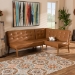 Baxton Studio Arvid Mid-Century Modern Tan Faux Leather Upholstered and Walnut Brown Finished Wood 2-Piece Dining Corner Sofa Bench - BSOBBT8051-Tan/Walnut-2PC SF Bench
