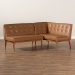 Baxton Studio Arvid Mid-Century Modern Tan Faux Leather Upholstered and Walnut Brown Finished Wood 2-Piece Dining Corner Sofa Bench - BSOBBT8051-Tan/Walnut-2PC SF Bench