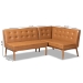Baxton Studio Arvid Mid-Century Modern Tan Faux Leather Upholstered and Walnut Brown Finished Wood 2-Piece Dining Corner Sofa Bench - BSOBBT8051-Tan/Walnut-2PC SF Bench