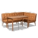 Baxton Studio Arvid Mid-Century Modern Tan Faux Leather Upholstered and Walnut Brown Finished Wood 3-Piece Dining Nook Set - BSOBBT8051-Tan/Walnut-3PC Dining Nook Set