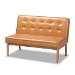 Baxton Studio Arvid Mid-Century Modern Tan Faux Leather Upholstered and Walnut Brown Finished Wood 3-Piece Dining Nook Set - BSOBBT8051-Tan/Walnut-3PC Dining Nook Set