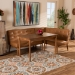 Baxton Studio Arvid Mid-Century Modern Tan Faux Leather Upholstered and Walnut Brown Finished Wood 3-Piece Dining Nook Set - BSOBBT8051-Tan/Walnut-3PC Dining Nook Set