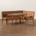 Baxton Studio Arvid Mid-Century Modern Tan Faux Leather Upholstered and Walnut Brown Finished Wood 3-Piece Dining Nook Set - BSOBBT8051-Tan/Walnut-3PC Dining Nook Set