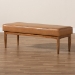 Baxton Studio Arvid Mid-Century Modern Tan Faux Leather Upholstered and Walnut Brown Finished Wood Dining Bench - BSOBBT8051-Tan/Walnut-Bench