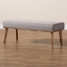 Baxton Studio Odessa Mid-Century Modern Grey Fabric Upholstered and Walnut Brown Finished Wood Dining Bench - BSOBBT8054-Grey/Walnut-Bench