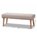 Baxton Studio Odessa Mid-Century Modern Grey Fabric Upholstered and Walnut Brown Finished Wood Dining Bench - BSOBBT8054-Grey/Walnut-Bench