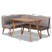 Baxton Studio Odessa Mid-Century Modern Grey Fabric Upholstered and Walnut Brown Finished Wood 3-Piece Dining Nook Set - BSOBBT8054-Grey/Walnut-3PC Dining Nook Set
