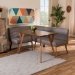Baxton Studio Odessa Mid-Century Modern Grey Fabric Upholstered and Walnut Brown Finished Wood 3-Piece Dining Nook Set - BSOBBT8054-Grey/Walnut-3PC Dining Nook Set