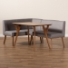 Baxton Studio Odessa Mid-Century Modern Grey Fabric Upholstered and Walnut Brown Finished Wood 3-Piece Dining Nook Set - BSOBBT8054-Grey/Walnut-3PC Dining Nook Set