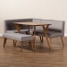 Baxton Studio Odessa Mid-Century Modern Grey Fabric Upholstered and Walnut Brown Finished Wood 4-Piece Dining Nook Set - BSOBBT8054-Grey/Walnut-4PC Dining Nook Set