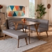 Baxton Studio Odessa Mid-Century Modern Grey Fabric Upholstered and Walnut Brown Finished Wood 4-Piece Dining Nook Set - BSOBBT8054-Grey/Walnut-4PC Dining Nook Set