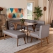 Baxton Studio Odessa Mid-Century Modern Grey Fabric Upholstered and Walnut Brown Finished Wood 5-Piece Dining Nook Set - BSOBBT8054-Grey/Walnut-5PC Dining Nook Set