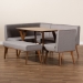 Baxton Studio Odessa Mid-Century Modern Grey Fabric Upholstered and Walnut Brown Finished Wood 5-Piece Dining Nook Set - BSOBBT8054-Grey/Walnut-5PC Dining Nook Set
