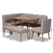 Baxton Studio Odessa Mid-Century Modern Grey Fabric Upholstered and Walnut Brown Finished Wood 5-Piece Dining Nook Set - BSOBBT8054-Grey/Walnut-5PC Dining Nook Set