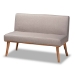 Baxton Studio Odessa Mid-Century Modern Grey Fabric Upholstered and Walnut Brown Finished 2-Piece Wood Dining Nook Banquette Set - BSOBBT8054-Grey/Walnut-2PC SF Bench