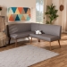 Baxton Studio Odessa Mid-Century Modern Grey Fabric Upholstered and Walnut Brown Finished 2-Piece Wood Dining Nook Banquette Set - BSOBBT8054-Grey/Walnut-2PC SF Bench
