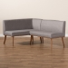 Baxton Studio Odessa Mid-Century Modern Grey Fabric Upholstered and Walnut Brown Finished 2-Piece Wood Dining Nook Banquette Set - BSOBBT8054-Grey/Walnut-2PC SF Bench