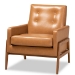 Baxton Studio Perris Mid-Century Modern Tan Faux Leather Upholstered and Walnut Brown Finished Wood Lounge Chair