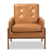 Baxton Studio Perris Mid-Century Modern Tan Faux Leather Upholstered and Walnut Brown Finished Wood Lounge Chair - BSOBBT8042-Tan/Walnut-CC