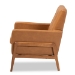 Baxton Studio Perris Mid-Century Modern Tan Faux Leather Upholstered and Walnut Brown Finished Wood Lounge Chair - BSOBBT8042-Tan/Walnut-CC