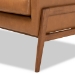 Baxton Studio Perris Mid-Century Modern Tan Faux Leather Upholstered and Walnut Brown Finished Wood Lounge Chair - BSOBBT8042-Tan/Walnut-CC