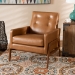 Baxton Studio Perris Mid-Century Modern Tan Faux Leather Upholstered and Walnut Brown Finished Wood Lounge Chair - BSOBBT8042-Tan/Walnut-CC