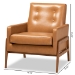 Baxton Studio Perris Mid-Century Modern Tan Faux Leather Upholstered and Walnut Brown Finished Wood Lounge Chair - BSOBBT8042-Tan/Walnut-CC
