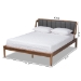 Baxton Studio Helsa Mid-Century Modern Dark Grey Fabric Upholstered and Walnut Finished Full Size Platform Bed - BSOMG0047-5-Dark Grey/Ash Walnut-Full