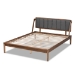 Baxton Studio Helsa Mid-Century Modern Dark Grey Fabric Upholstered and Walnut Finished Full Size Platform Bed - BSOMG0047-5-Dark Grey/Ash Walnut-Full