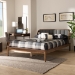 Baxton Studio Helsa Mid-Century Modern Dark Grey Fabric Upholstered and Walnut Finished Full Size Platform Bed - BSOMG0047-5-Dark Grey/Ash Walnut-Full