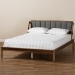 Baxton Studio Helsa Mid-Century Modern Dark Grey Fabric Upholstered and Walnut Finished Full Size Platform Bed - BSOMG0047-5-Dark Grey/Ash Walnut-Full