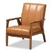 Baxton Studio Nikko Mid-century Modern Tan Faux Leather Upholstered and Walnut Brown finished Wood 3-Piece Living Room Set - BSOBBT8011A2-Tan 3PC Set