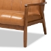 Baxton Studio Nikko Mid-century Modern Tan Faux Leather Upholstered and Walnut Brown finished Wood 3-Piece Living Room Set - BSOBBT8011A2-Tan 3PC Set