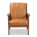 Baxton Studio Nikko Mid-century Modern Tan Faux Leather Upholstered and Walnut Brown finished Wood Lounge Chair - BSOBBT8011A2-Tan Chair