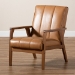 Baxton Studio Nikko Mid-century Modern Tan Faux Leather Upholstered and Walnut Brown finished Wood Lounge Chair - BSOBBT8011A2-Tan Chair