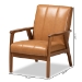 Baxton Studio Nikko Mid-century Modern Tan Faux Leather Upholstered and Walnut Brown finished Wood Lounge Chair - BSOBBT8011A2-Tan Chair